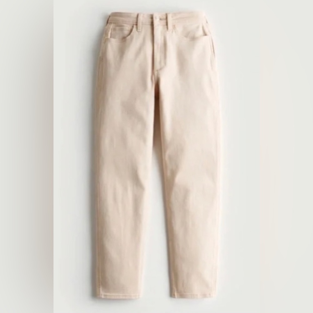 New: Hollister - Curvy High-Rise Cream Mom Jeans  14R/15R 32W